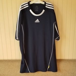 Adidas tee navy white three stripes ATS dry